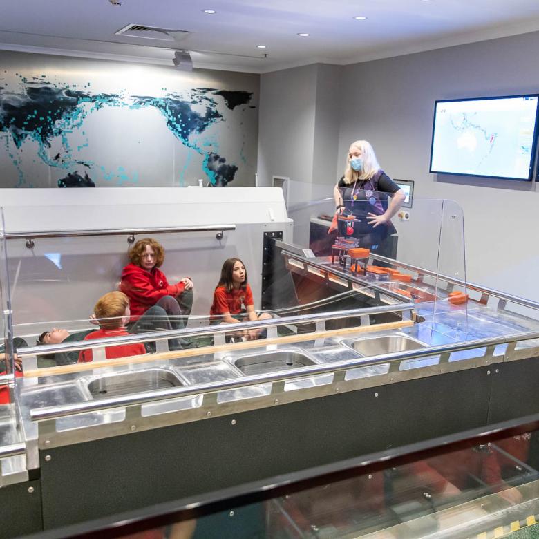 Group sitting in the Earthquake Lab