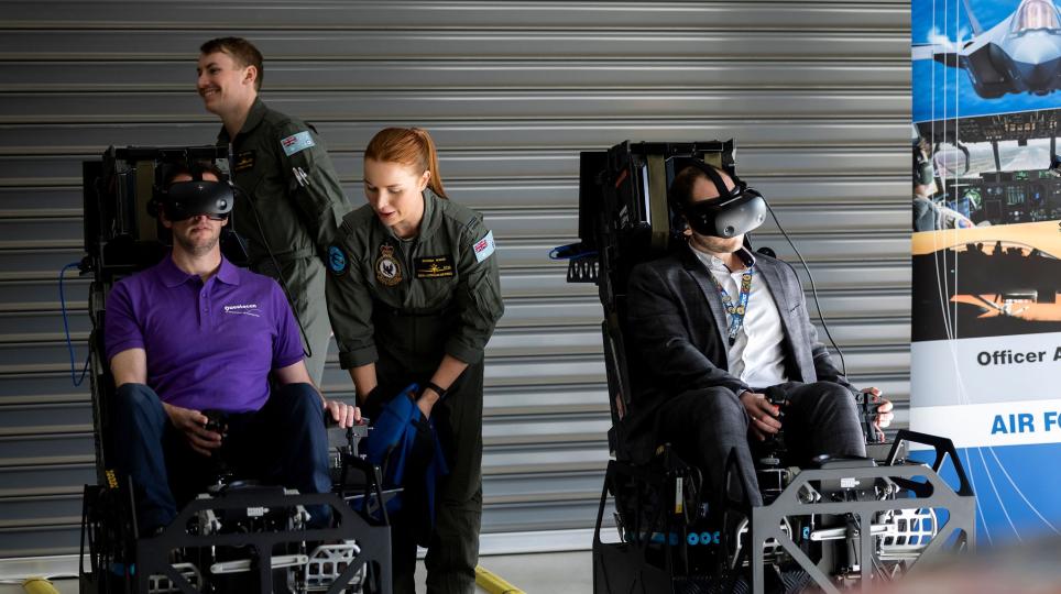 Image of Questacon Staff trying the VR experience